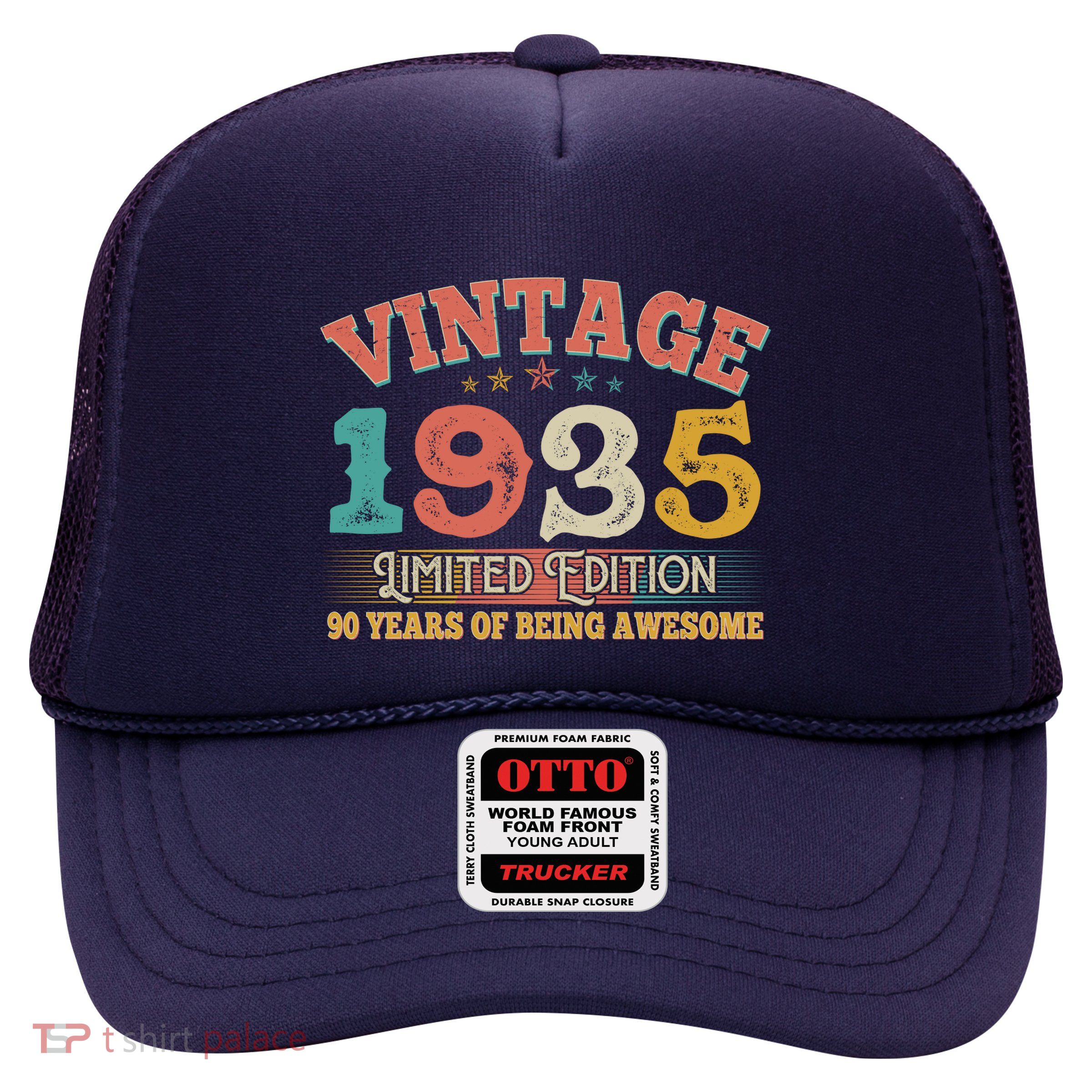 Vintage Limited Edition 1935 90 Years Of Being Awesome Birthday Trucker Hat
