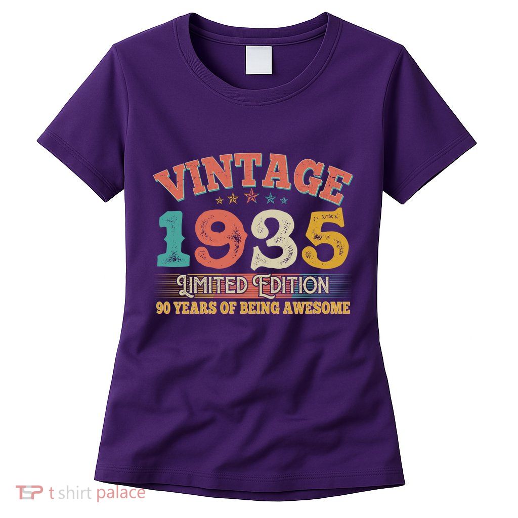 Vintage Limited Edition 1935 90 Years Of Being Awesome Birthday Women's T-Shirt