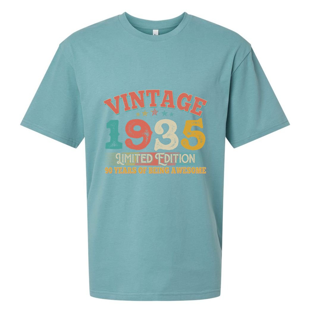 Vintage Limited Edition 1935 90 Years Of Being Awesome Birthday Sueded Cloud Jersey T-Shirt