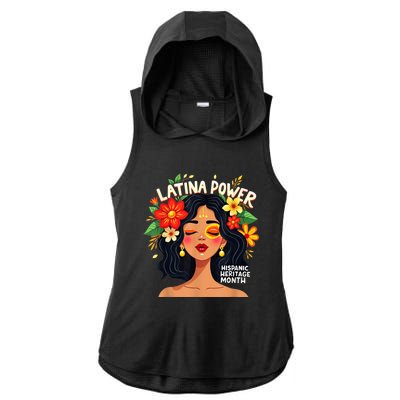 Vibrant Latina Empowerment Hispanic Heritage Month Ladies PosiCharge Tri-Blend Wicking Draft Hoodie Tank