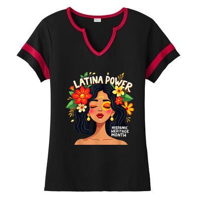 Vibrant Latina Empowerment Hispanic Heritage Month Ladies Halftime Notch Neck Tee