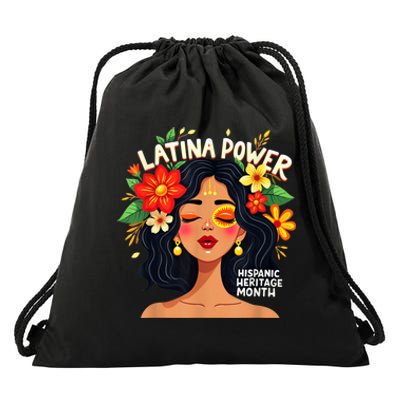 Vibrant Latina Empowerment Hispanic Heritage Month Drawstring Bag