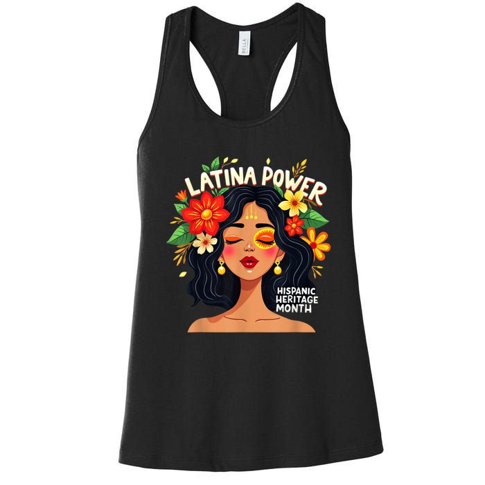 Vibrant Latina Empowerment Hispanic Heritage Month Women's Racerback Tank