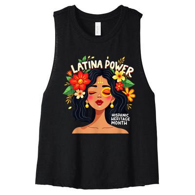 Vibrant Latina Empowerment Hispanic Heritage Month Women's Racerback Cropped Tank