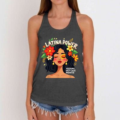 Vibrant Latina Empowerment Hispanic Heritage Month Women's Knotted Racerback Tank