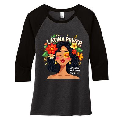 Vibrant Latina Empowerment Hispanic Heritage Month Women's Tri-Blend 3/4-Sleeve Raglan Shirt