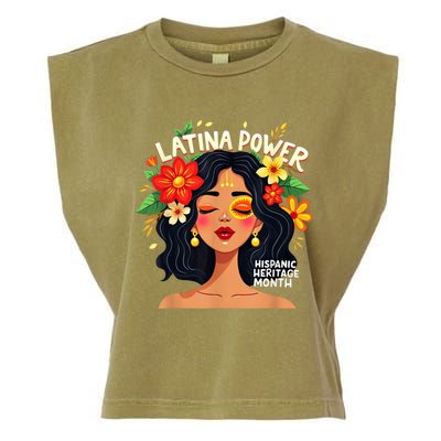 Vibrant Latina Empowerment Hispanic Heritage Month Garment-Dyed Women's Muscle Tee