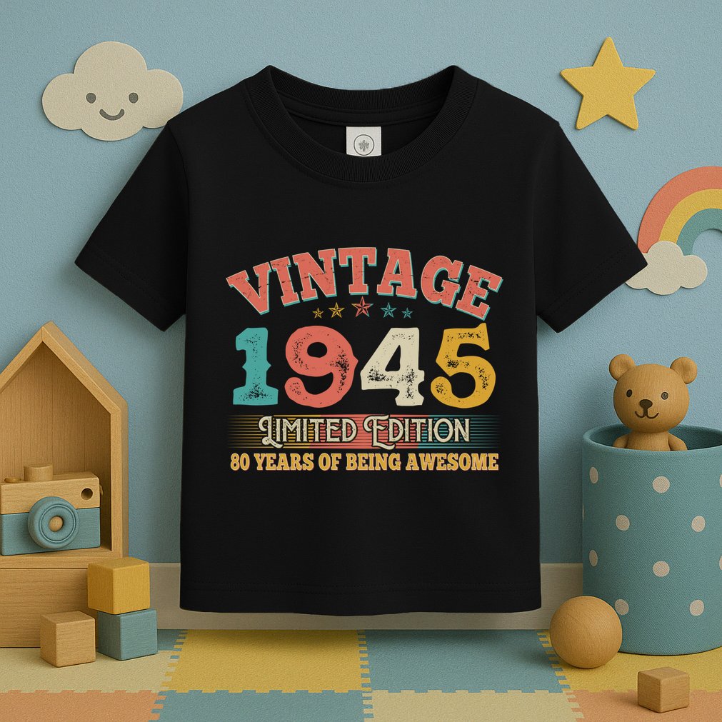Vintage Limited Edition 1945 80 Years Of Being Awesome Birthday Toddler T-Shirt
