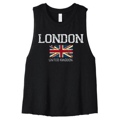 Vintage London England United Kingdom Souvenir Women's Racerback Cropped Tank