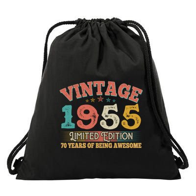 Vintage Limited Edition 1955 70 Years Of Being Awesome Birthday Drawstring Bag