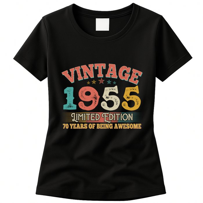 Vintage Limited Edition 1955 70 Years Of Being Awesome Birthday Womens T-Shirt