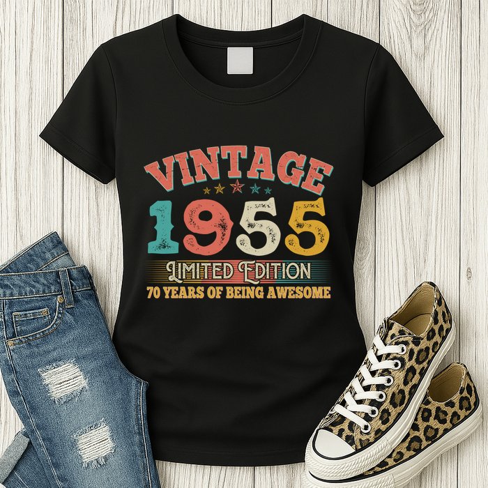 Vintage Limited Edition 1955 70 Years Of Being Awesome Birthday Womens T-Shirt