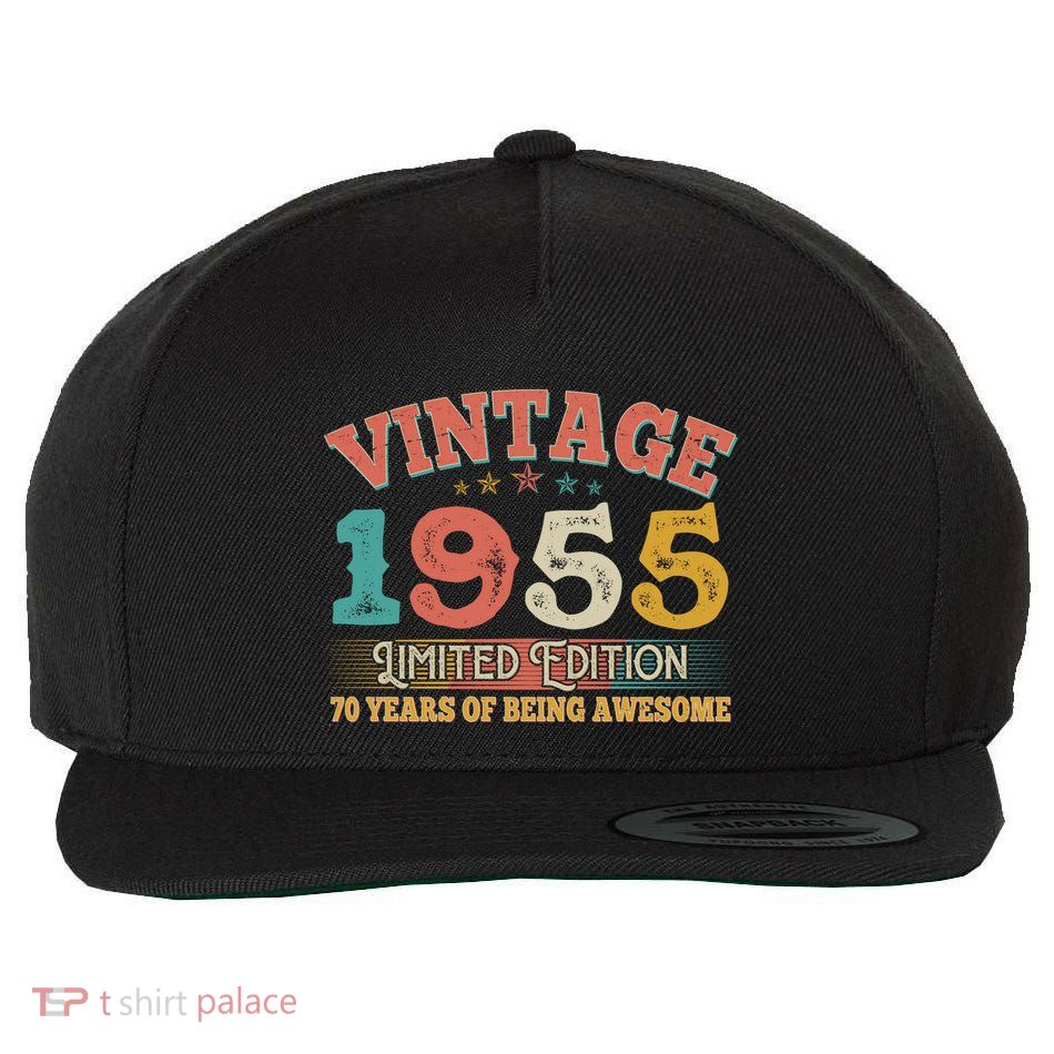 Vintage Limited Edition 1955 70 Years Of Being Awesome Birthday Wool Snapback Cap