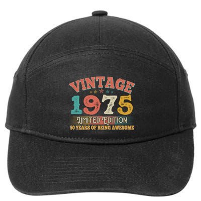 Vintage Limited Edition 1975 50 Years Of Being Awesome Birthday 7-Panel Snapback Hat