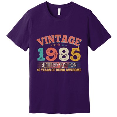 Vintage Limited Edition 1985 40 Years Of Being Awesome Birthday Premium T-Shirt