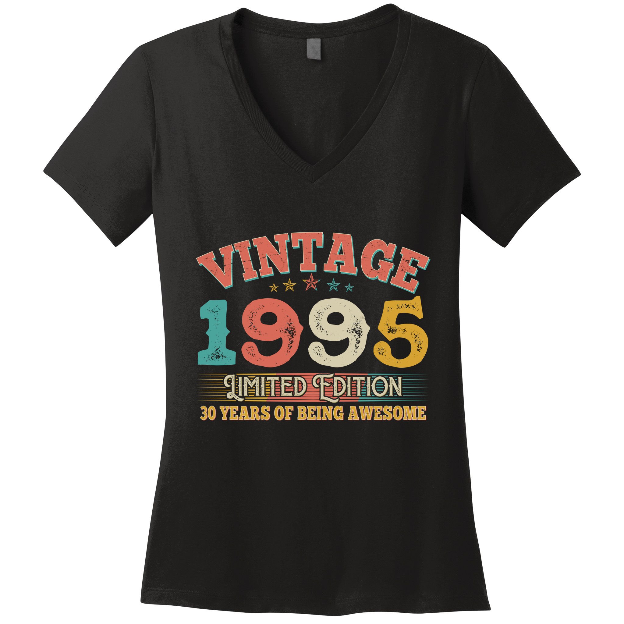 Vintage Limited Edition 1995 30 Years Of Being Awesome Birthday Women's V-Neck T-Shirt
