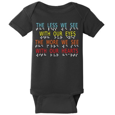 Vintage Less Eyes More Heart Impaired Dots Braille Baby Bodysuit