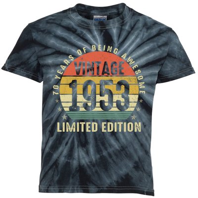 Vintage Limited Edition 1953 70 Years Of Being Awesome Birthday Kids Tie-Dye T-Shirt