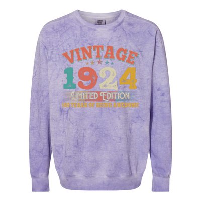 Vintage Limited Edition 1924 100 Years Of Being Awesome Birthday Colorblast Crewneck Sweatshirt