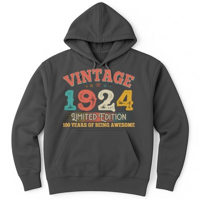 Vintage Limited Edition 1924 100 Years Of Being Awesome Birthday Hoodie