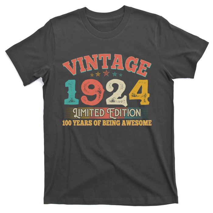 Vintage Limited Edition 1924 100 Years Of Being Awesome Birthday T-Shirt