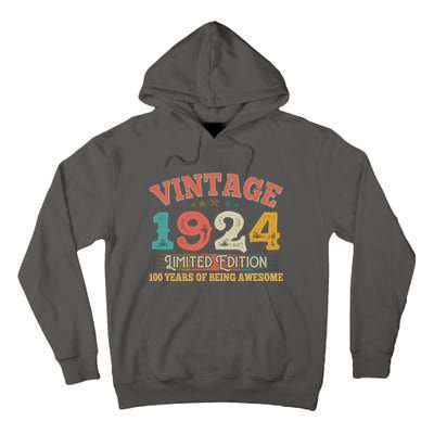 Vintage Limited Edition 1924 100 Years Of Being Awesome Birthday Tall Hoodie