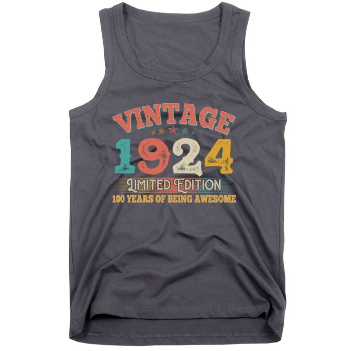 Vintage Limited Edition 1924 100 Years Of Being Awesome Birthday Tank Top