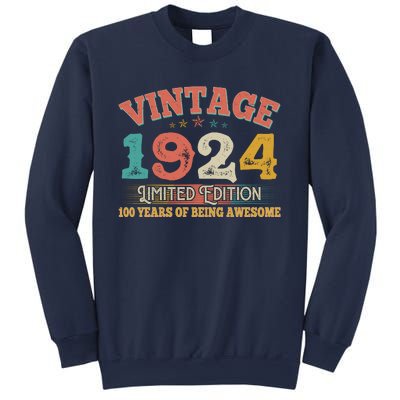 Vintage Limited Edition 1924 100 Years Of Being Awesome Birthday Sweatshirt