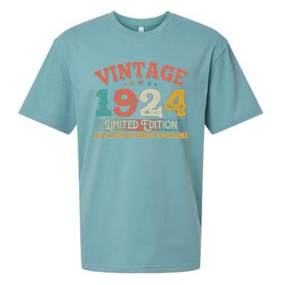 Vintage Limited Edition 1924 100 Years Of Being Awesome Birthday Sueded Cloud Jersey T-Shirt