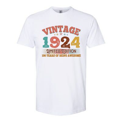 Vintage Limited Edition 1924 100 Years Of Being Awesome Birthday Softstyle CVC T-Shirt