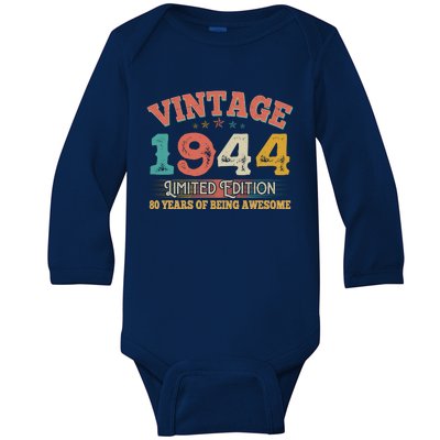 Vintage Limited Edition 1944 80 Years Of Being Awesome Birthday Baby Long Sleeve Bodysuit