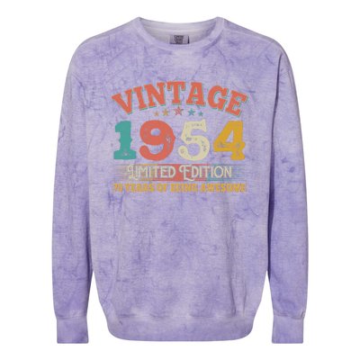 Vintage Limited Edition 1954 70 Years Of Being Awesome Birthday Colorblast Crewneck Sweatshirt