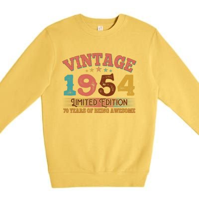 Vintage Limited Edition 1954 70 Years Of Being Awesome Birthday Premium Crewneck Sweatshirt