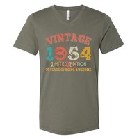 Vintage Limited Edition 1954 70 Years Of Being Awesome Birthday V-Neck T-Shirt