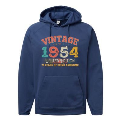 Vintage Limited Edition 1954 70 Years Of Being Awesome Birthday Performance Fleece Hoodie