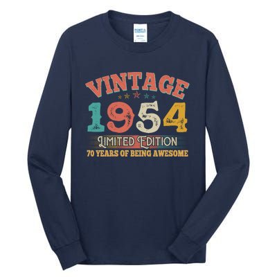 Vintage Limited Edition 1954 70 Years Of Being Awesome Birthday Tall Long Sleeve T-Shirt