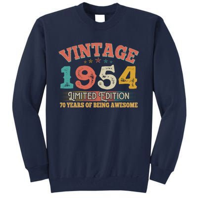 Vintage Limited Edition 1954 70 Years Of Being Awesome Birthday Tall Sweatshirt