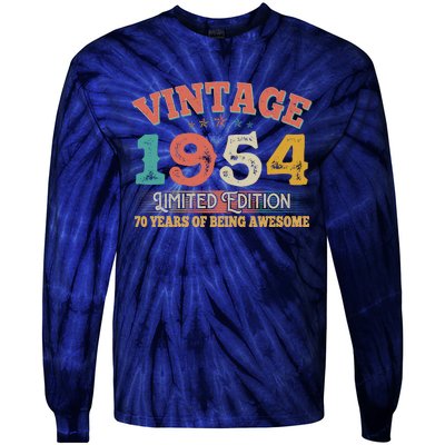 Vintage Limited Edition 1954 70 Years Of Being Awesome Birthday Tie-Dye Long Sleeve Shirt