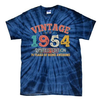 Vintage Limited Edition 1954 70 Years Of Being Awesome Birthday Tie-Dye T-Shirt