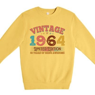 Vintage Limited Edition 1964 60 Years Of Being Awesome Birthday Premium Crewneck Sweatshirt