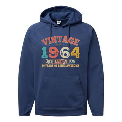 Vintage Limited Edition 1964 60 Years Of Being Awesome Birthday Performance Fleece Hoodie