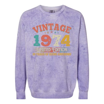 Vintage Limited Edition 1974 50 Years Of Being Awesome Birthday Colorblast Crewneck Sweatshirt