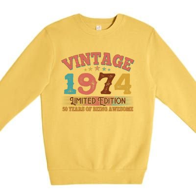 Vintage Limited Edition 1974 50 Years Of Being Awesome Birthday Premium Crewneck Sweatshirt