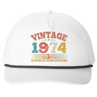 Vintage Limited Edition 1974 50 Years Of Being Awesome Birthday Snapback Five-Panel Rope Hat