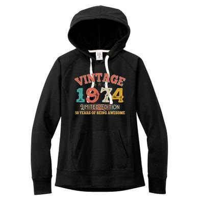 Vintage Limited Edition 1974 50 Years Of Being Awesome Birthday Women's Fleece Hoodie