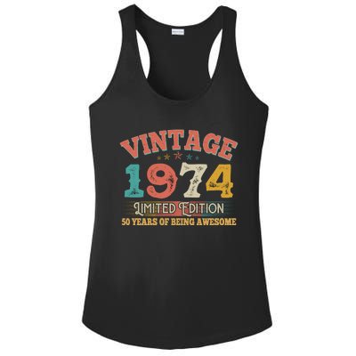 Vintage Limited Edition 1974 50 Years Of Being Awesome Birthday Ladies PosiCharge Competitor Racerback Tank