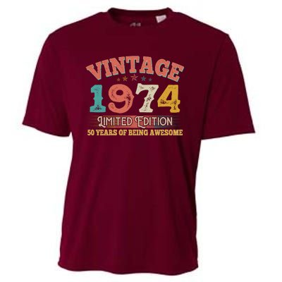 Vintage Limited Edition 1974 50 Years Of Being Awesome Birthday Cooling Performance Crew T-Shirt