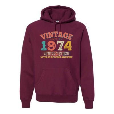 Vintage Limited Edition 1974 50 Years Of Being Awesome Birthday Premium Hoodie