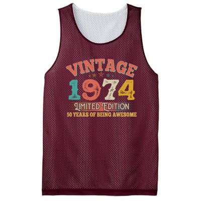 Vintage Limited Edition 1974 50 Years Of Being Awesome Birthday Mesh Reversible Basketball Jersey Tank