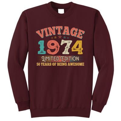 Vintage Limited Edition 1974 50 Years Of Being Awesome Birthday Tall Sweatshirt